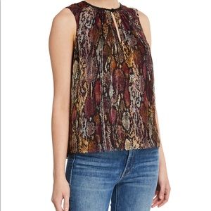 NWT Rebecca Taylor Metallic Snake-Print Top